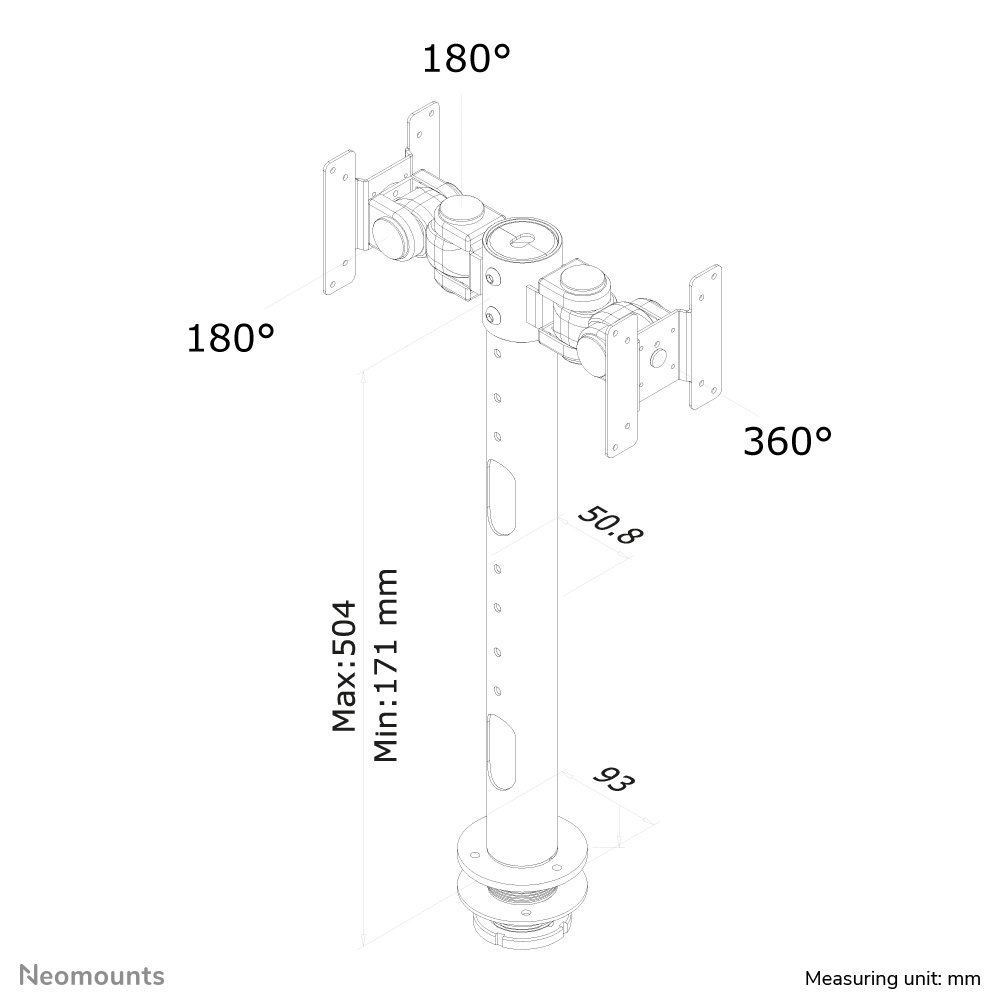 Neomounts Monitor-Tischhalterung - 10 kg - 25,4 cm (10") - 76,2 cm (30") - 100 x 100 mm - Höhenverstellung - Schwarz