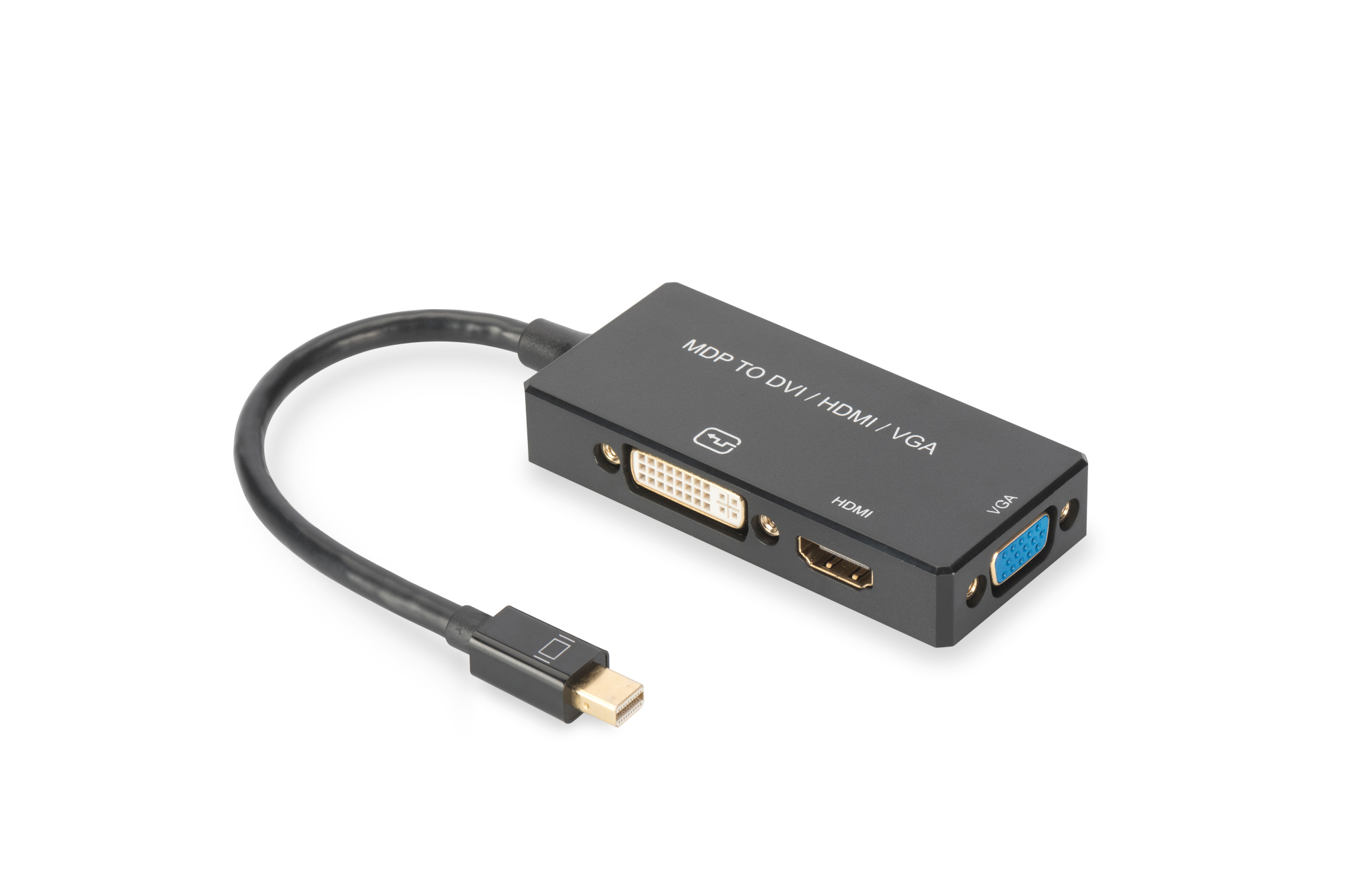 DIGITUS DisplayPort Konverterkabel, mDP - HDMI+DVI+VGA St-Bu/Bu/Bu,0,2m,3 in 1 Multi-Media