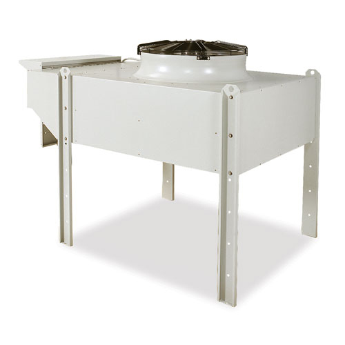 louvered fan, air handler, industrial unit, metal frame, fan housing