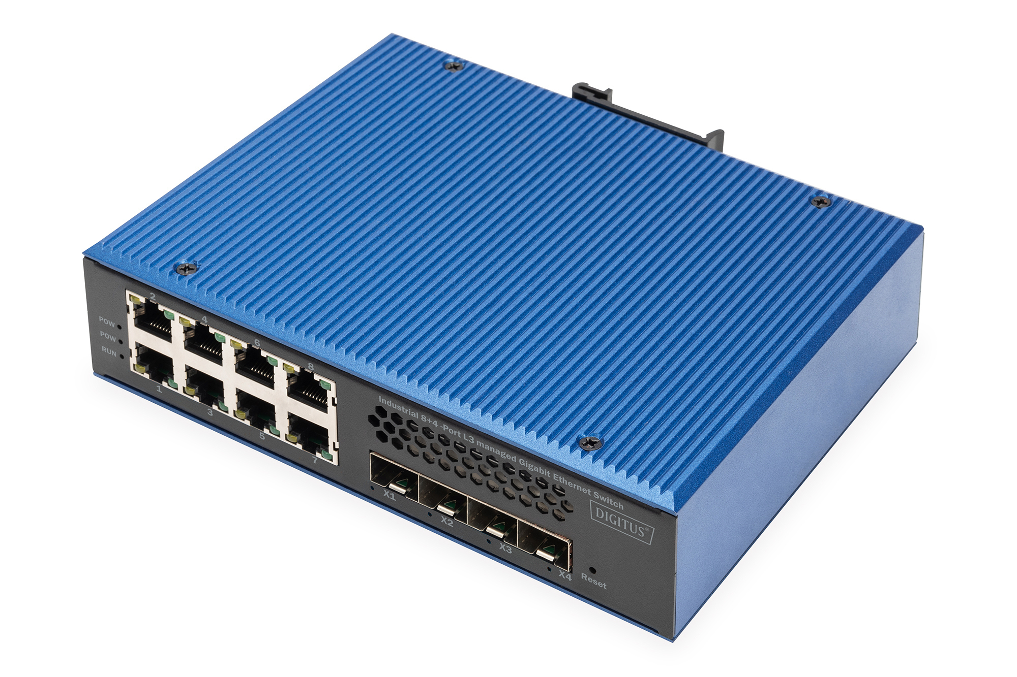 Netzwerk-Switch, Gigabit, 8-Port, Industrie, Blau