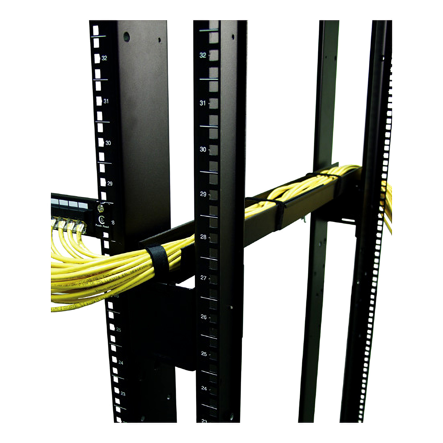 Rack,  Server-Rack,  Patch-Panel,  Kabel,  Gelbe-Kabel