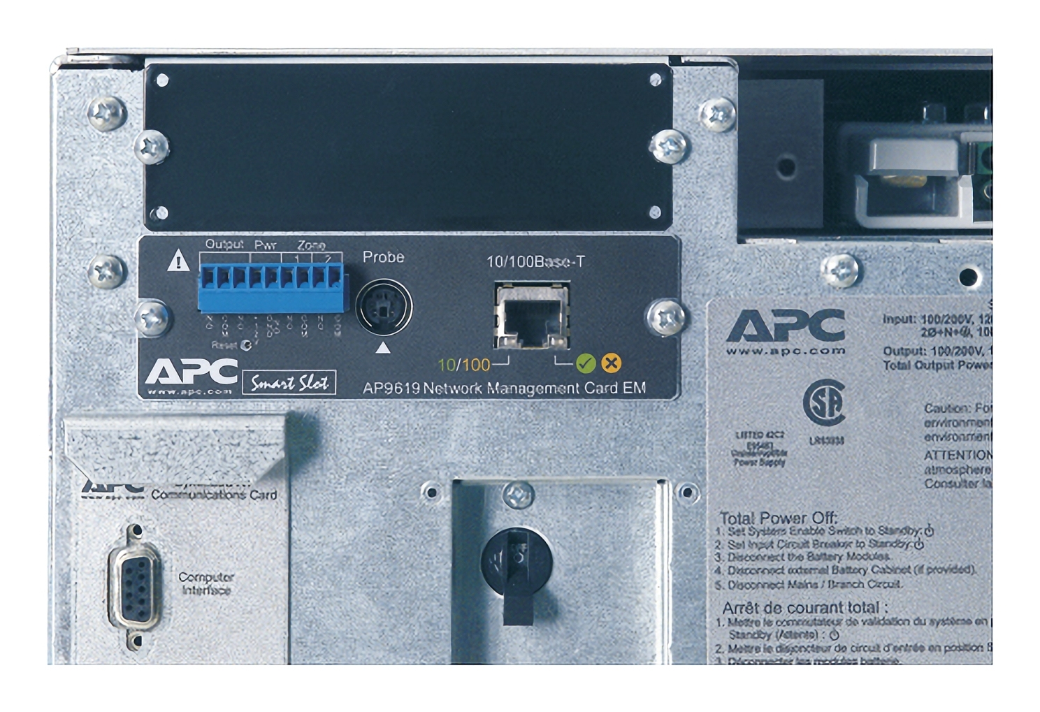 Netzwerk-Management-Karte, APC, RJ45, Bedienfeld, Probe-Port