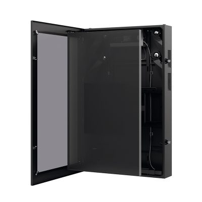 ecotech cabinet, wandmontierter schrank, glas tür, schwarzes metall, schrankgehäuse