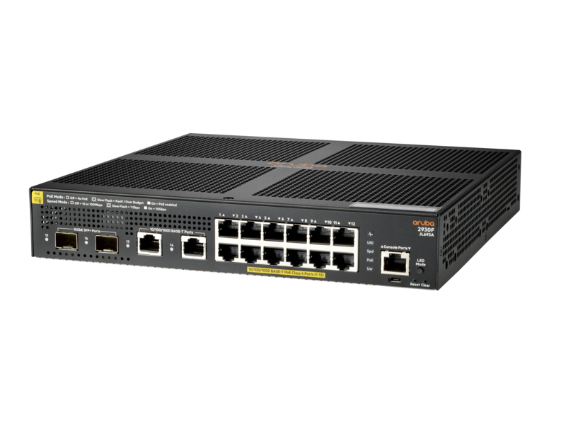 HPE Aruba Switch JL693A 2930F 12G PoE+ 2G/2SFP+, L3, managed, 12 x 10/100/1000 (PoE+) HPE Aruba Switch JL693A 2930F 12G PoE+ 2G/2SFP+, L3, managed, 12 x 10/100/1000 (PoE+)