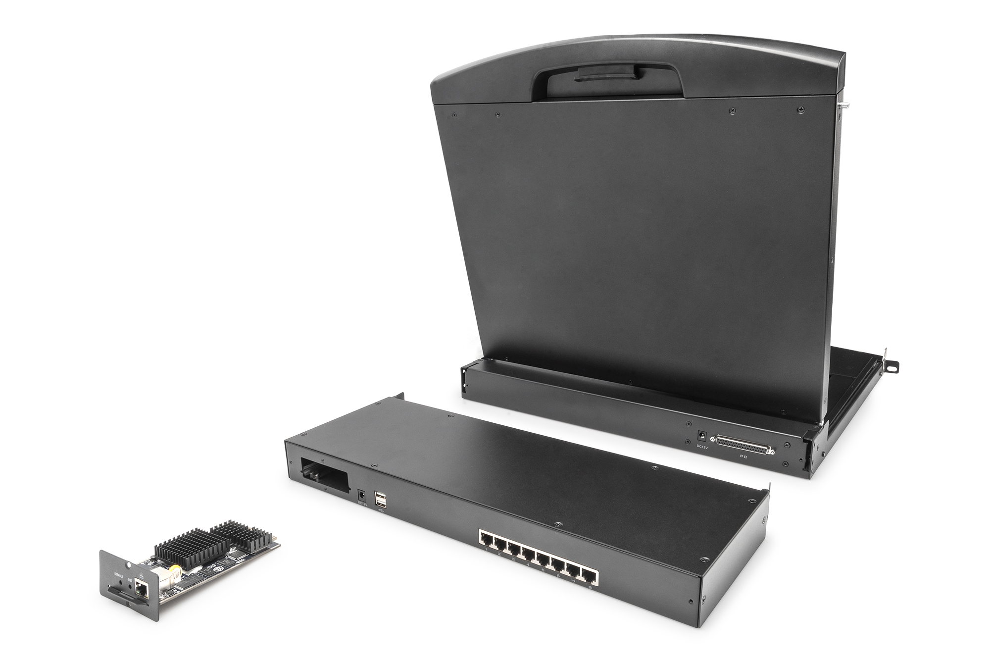 netzwerk-switch, rackmontiert, PCIe-Adapter, schwarz, elektronik-kit
