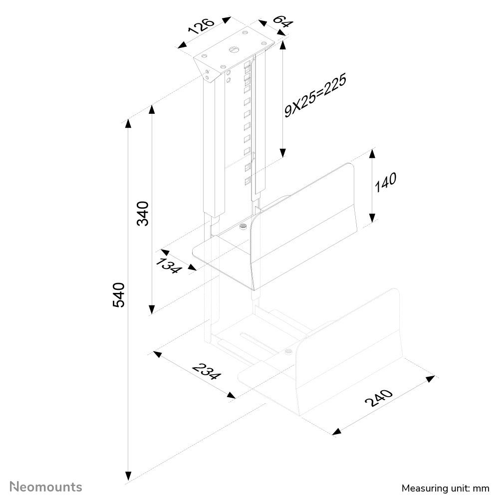 Neomounts PC-Halter - Tischmontierte CPU-Halterung - 30 kg - Schwarz - Taiwan - 230 mm - 130 - 230 mm