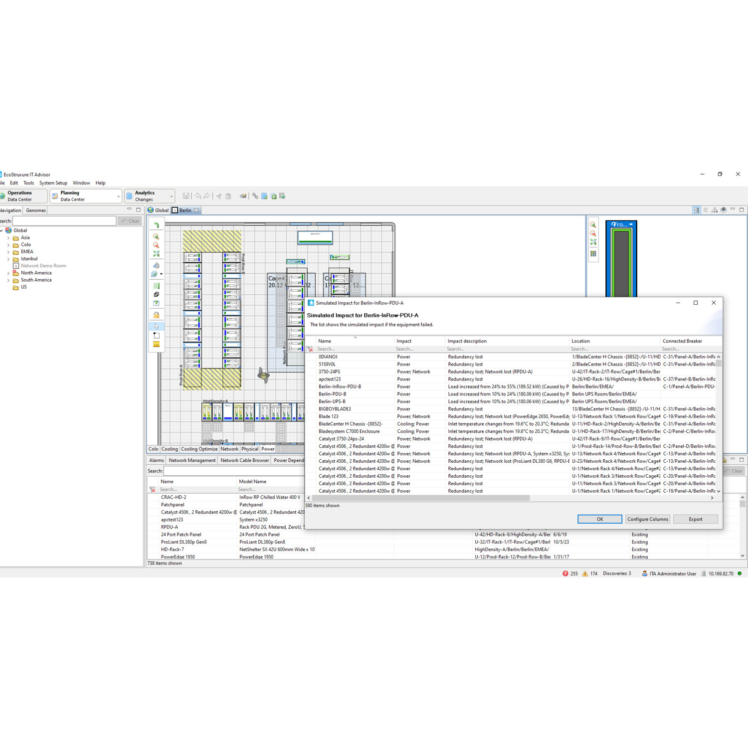 IT-Advisorschnittstelle, Dashboard, Softwareoberfläche, Fensterdialog, Datenzentrum