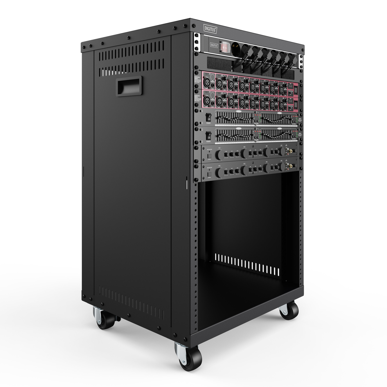 DIGITUS DN-48001 Universal 19-Zoll Equipment Rack mit Rollen, 16HE Elektronik, Hardware, Computer, Server