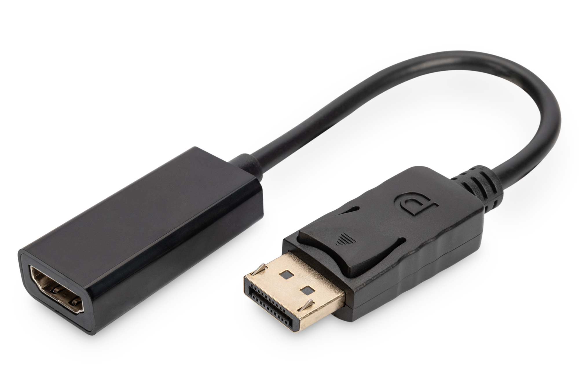 DIGITUS DisplayPort Adapterkabel, DP - HDMI Typ A St/Bu, 0.15m