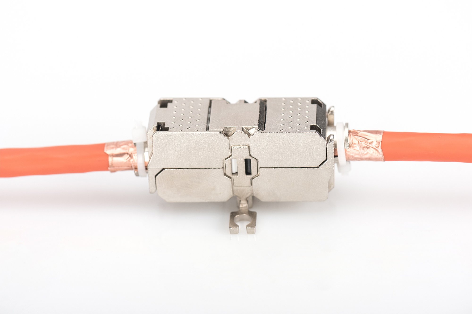 Modularer Anschluss, Metallgehäuse, Orangene Kabel, Panelmontage, 2x8-polig