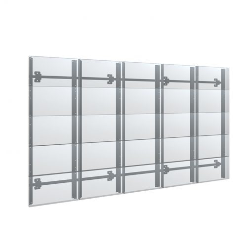 Wandpaneel, Silberfarben, Metallrahmen, Montageschienen, Modulares Raster