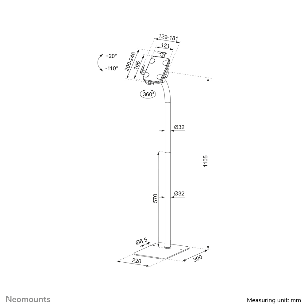 Neomounts Tablet-Bodenständer - Tablet/UMPC - Passive Halterung - Indoor - Schwarz