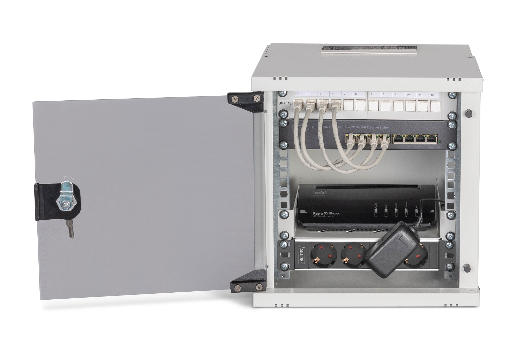 netzwerk switch, rackmontiert, Ethernet, steckdosenleiste, unterbrechungsfreie stromversorgung