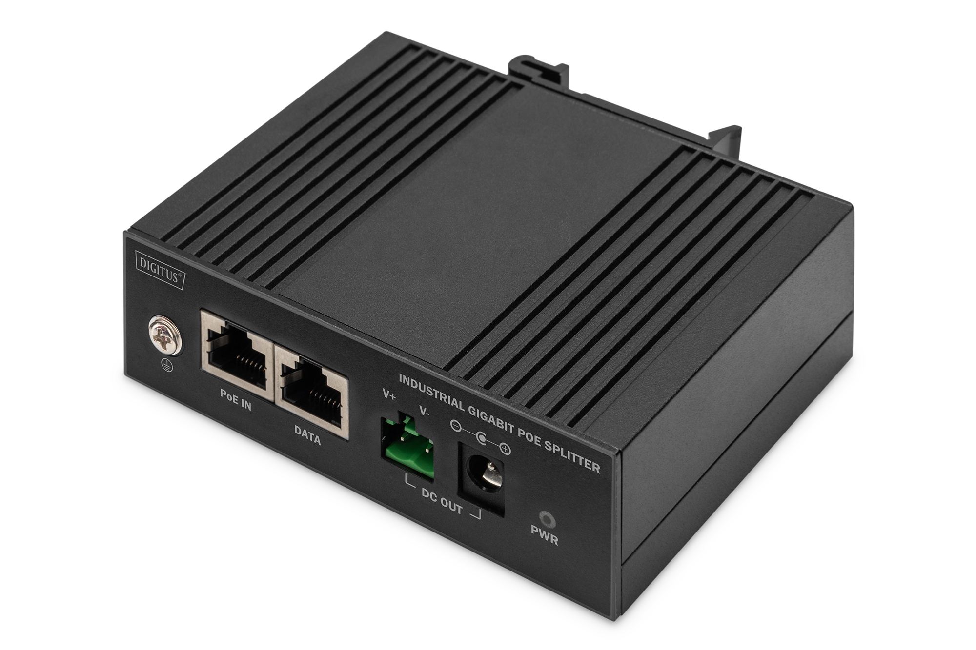 PoE-Splitter, Ethernet-Adapter, PoE-Eingang, DC-Ausgang, Metallgehäuse