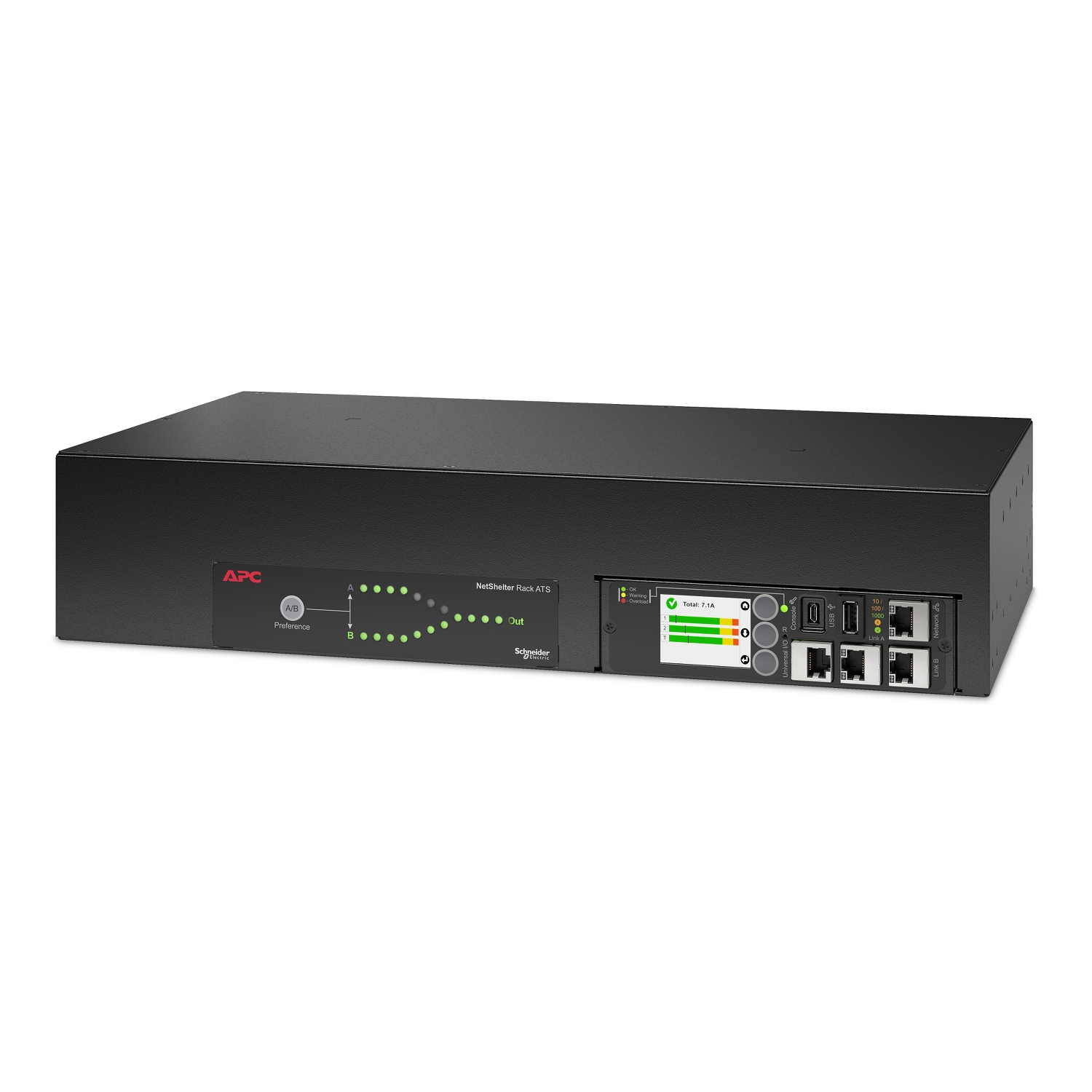 Rack-ATS, Stromumschalter, 19-Zoll-Rack, Schwarz, Netzwerkanschlüsse