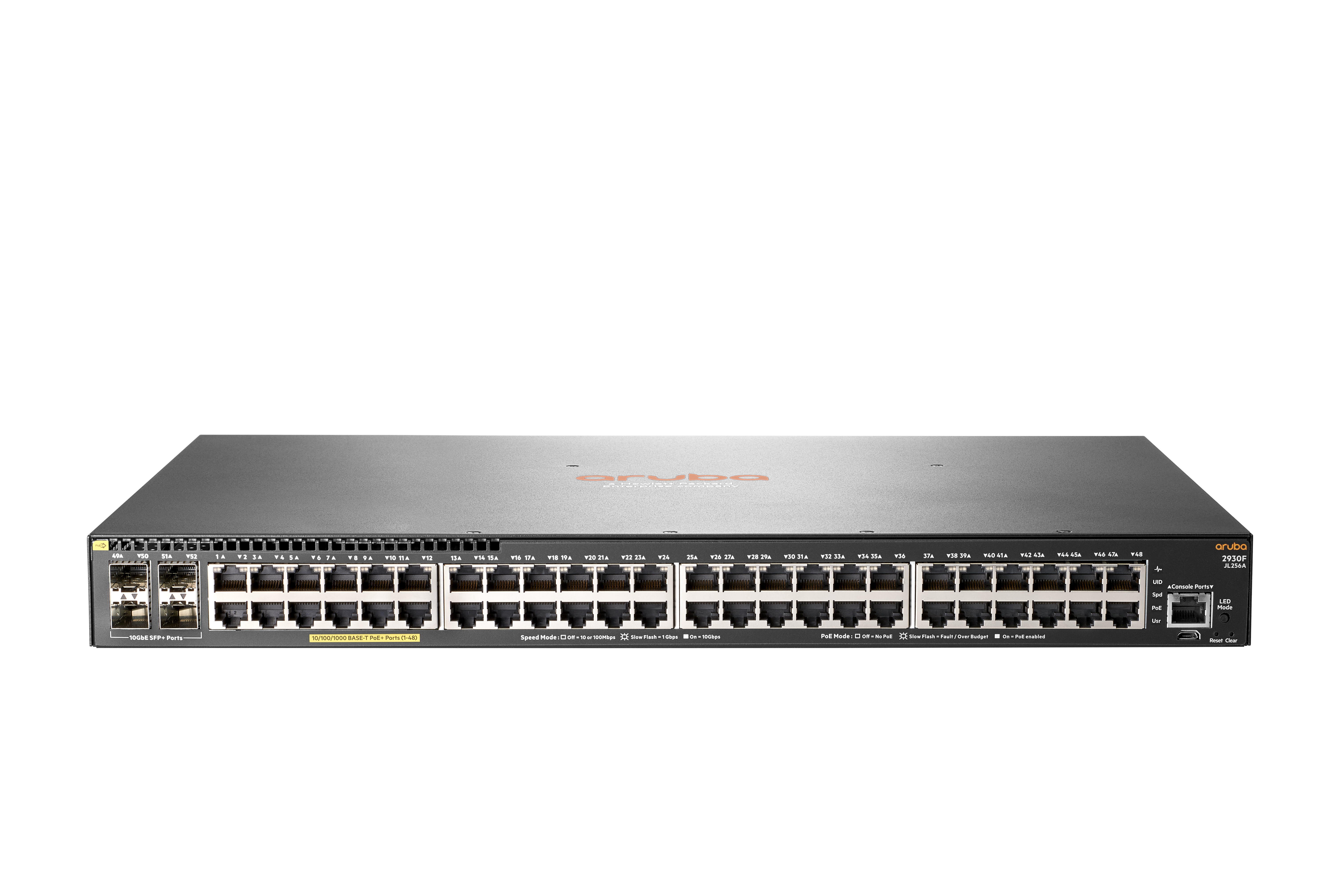 HPE JL256A#ABB Switch 48Port Gigabit PoE+ + 4x 10Gigabit SFP L3 Managed Aruba 2930F-48G-PoE+ JL256A Deutsches Netzteil HPE JL256A#ABB Switch 48Port Gigabit PoE+ + 4x 10Gigabit SFP L3 Managed Aruba 2930F-48G-PoE+ JL256A Deutsches Netzteil
