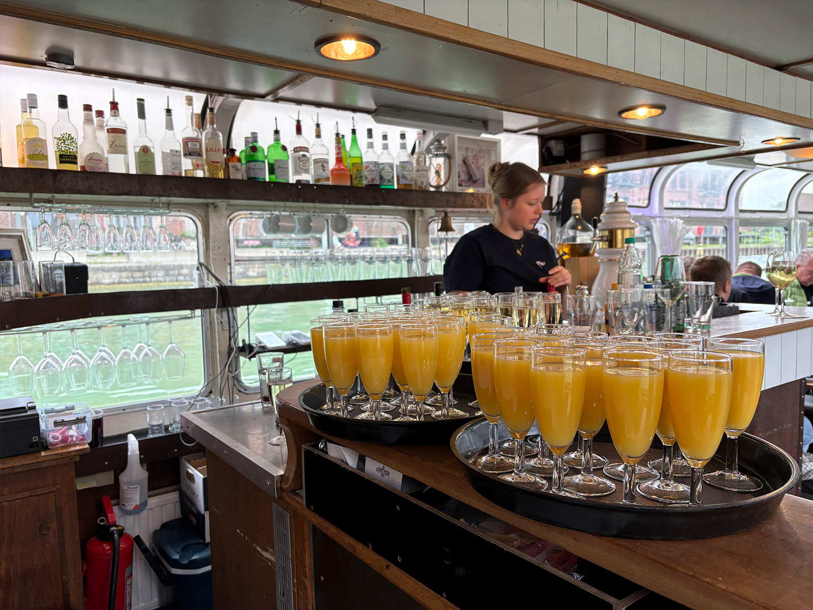 gläser, getränke, orange juice, bar, boot-standort
