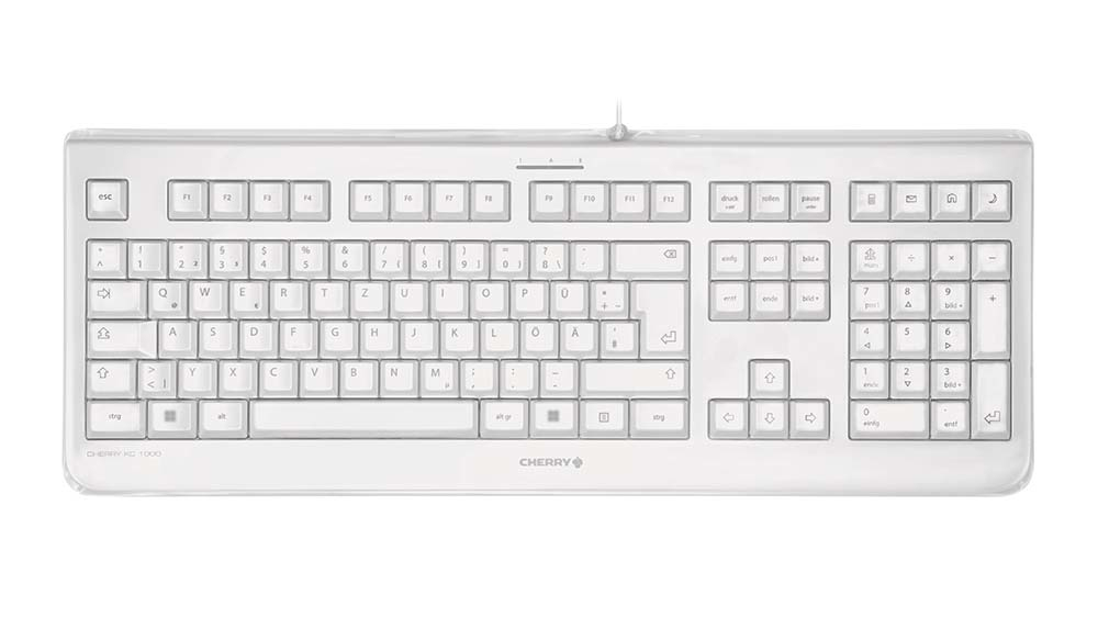CHERRY KC 1068, Kabelgebundene versiegelte Tastatur, Weiß Grau (QWERTZ - DE)