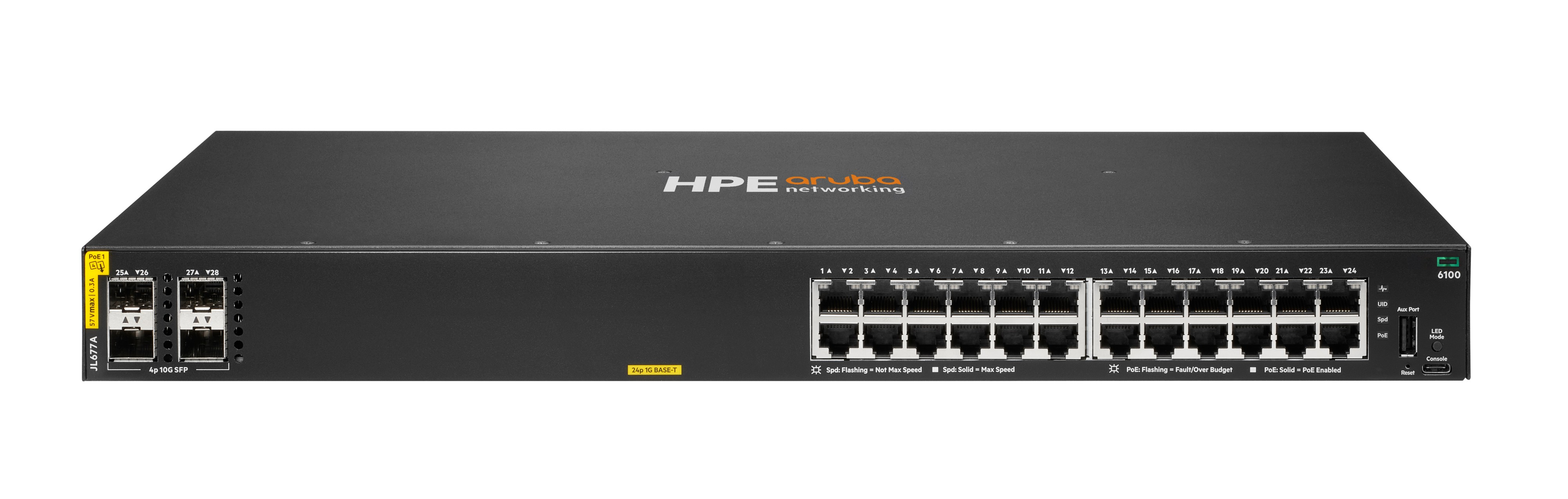HPE JL677A Switch , 24 x 10/100/1000BASE-T, 4 x SFP+, PoE (370 W) Elektronik, Hardware