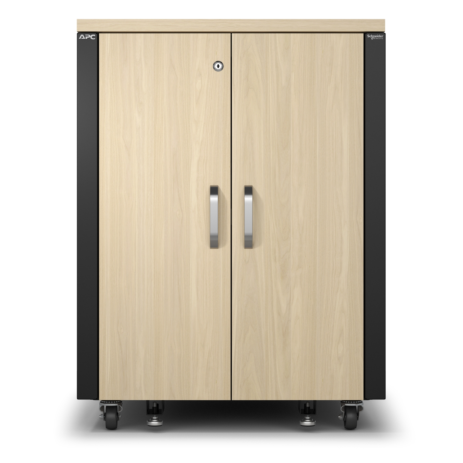 Zweifach-Schrank, Holzoptik, schließbar, Stauschrank, Rollrollen