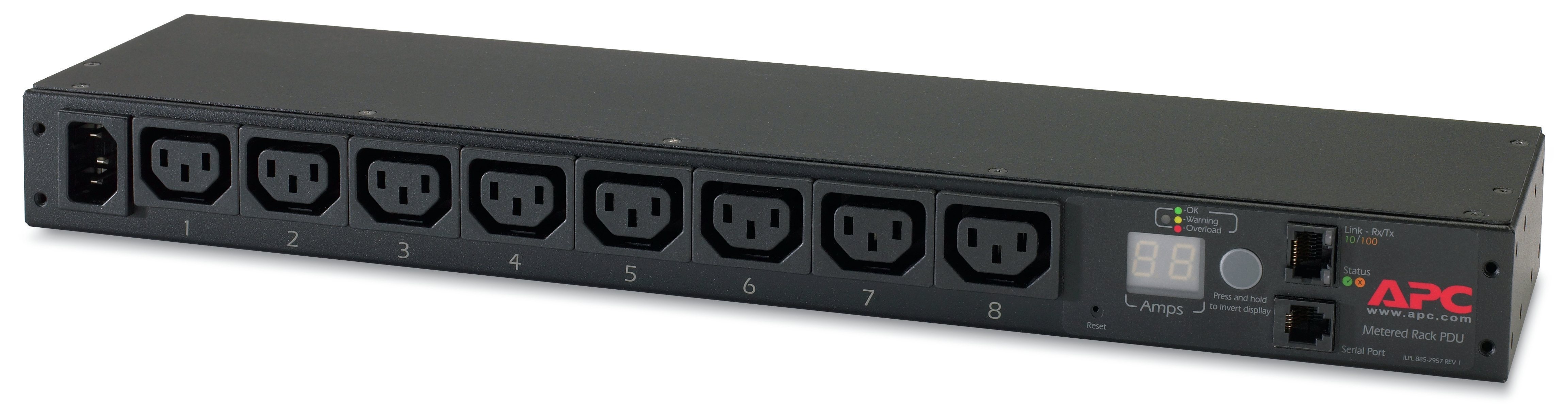 APC AP7820B - RACK PDU, METERED, 1U, 12A/208V, 10A/230V, (8) C13 APC AP7820B - RACK PDU, METERED, 1U, 12A/208V, 10A/230V, (8) C13