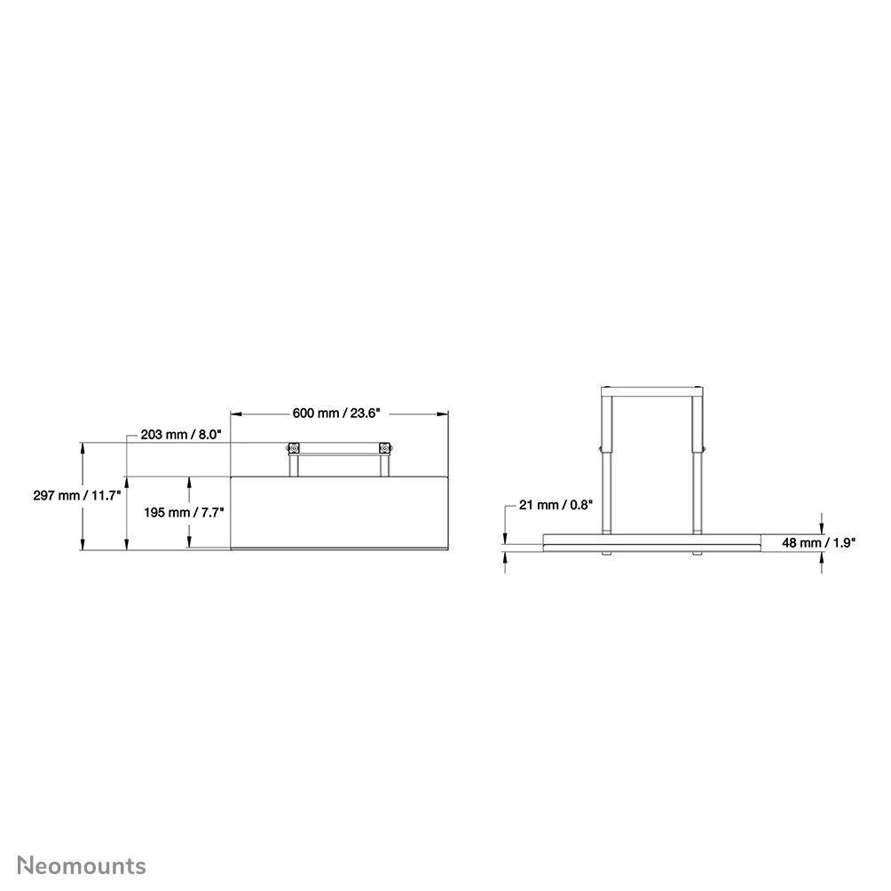 Neomounts Multimedia-Halterung - Notebook-Ständer - Schwarz - 1 kg - 600 mm - 195 mm - 625 mm