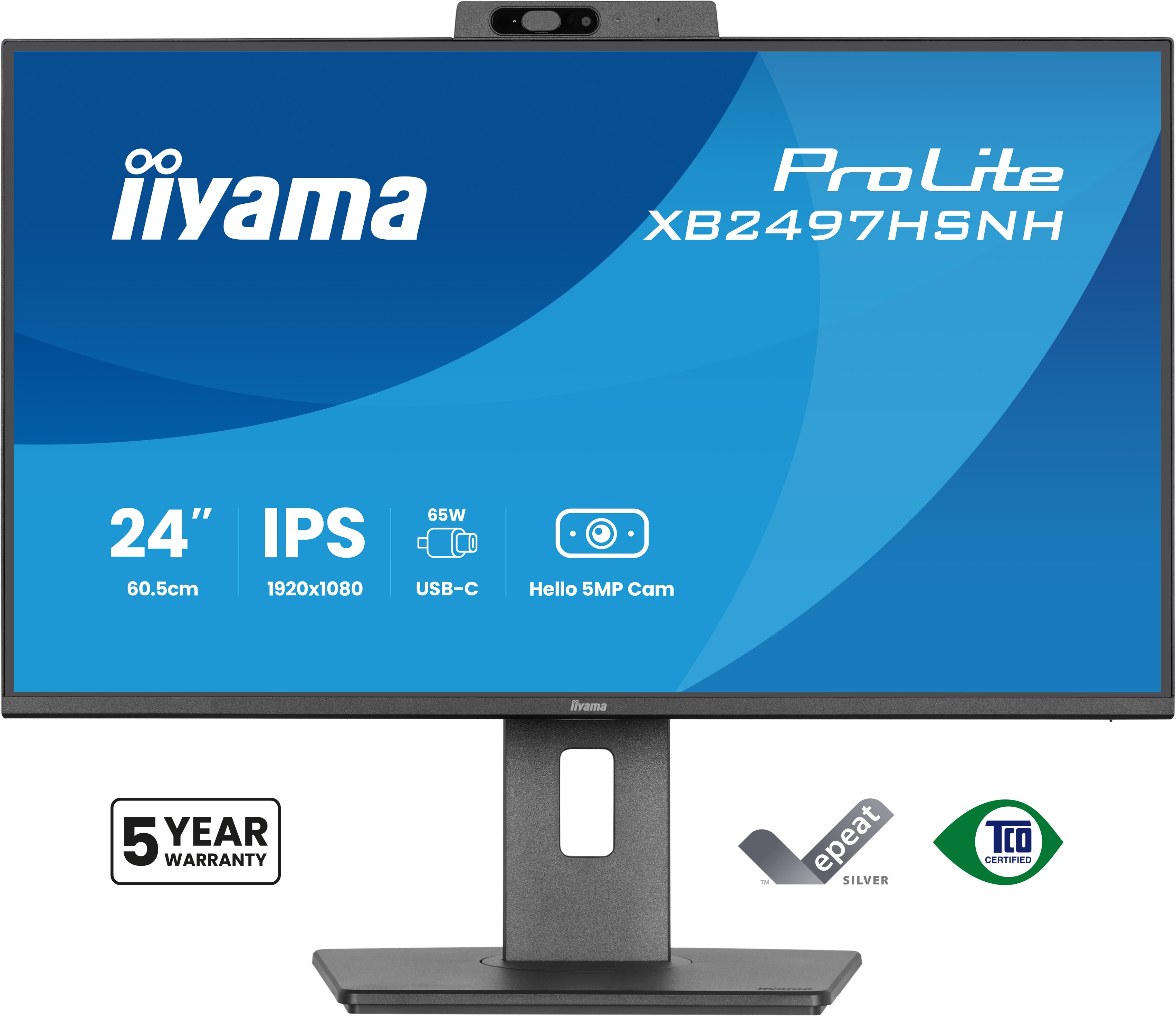 24 Zoll, IPS, USB-C, Kamera, Monitorständer