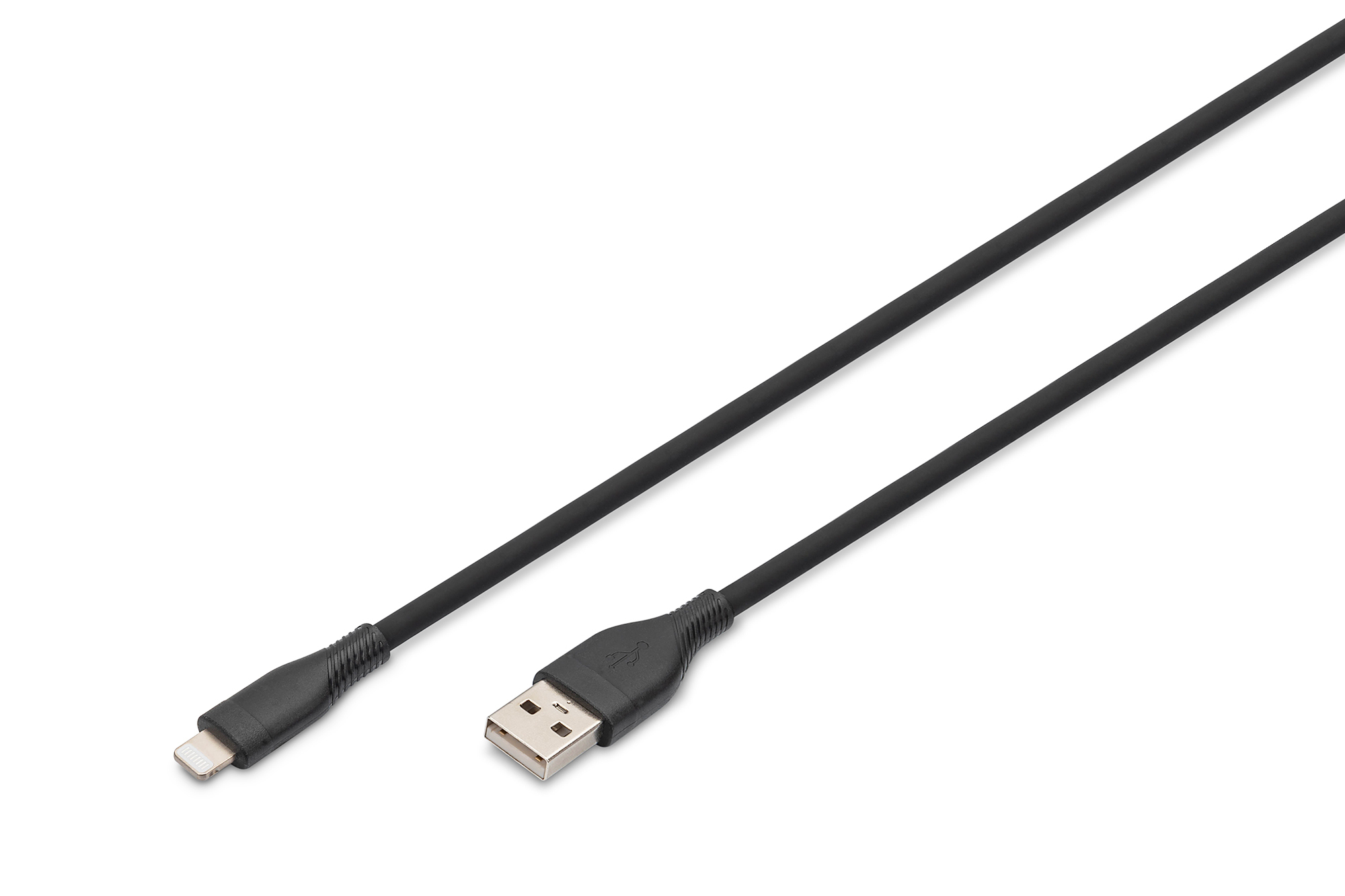 DIGITUS AK-600108-005-S Lightning Silikon Anschlusskabel, USB-A - Lightning 0,5m, schwarz