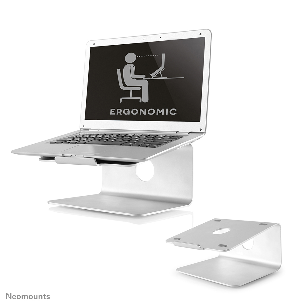 Laptopständer, Aluminium, Silber, Ergonomisch, Kabeldurchführung