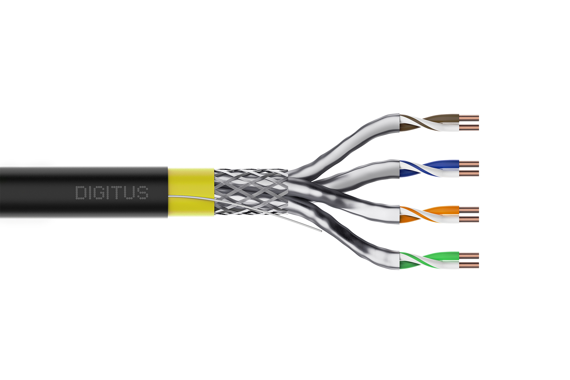 Netzkabel, Kabel, Mehradriges Kabel, Kupferleiter, Schwarz-Gelb