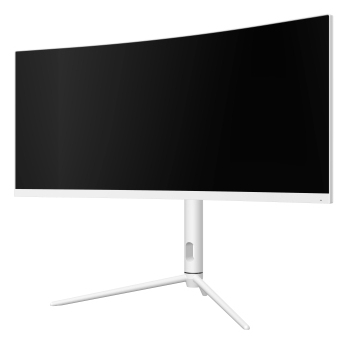 monitor, ultrawide, white stand, flat screen, display