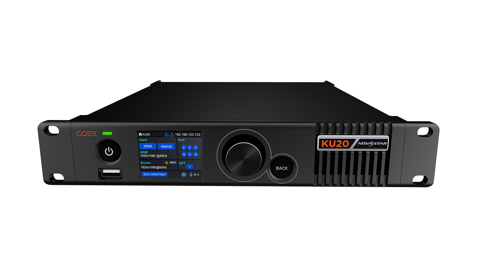 Rack-mount, Video processor, KU20, OLED display, Schwarz metal