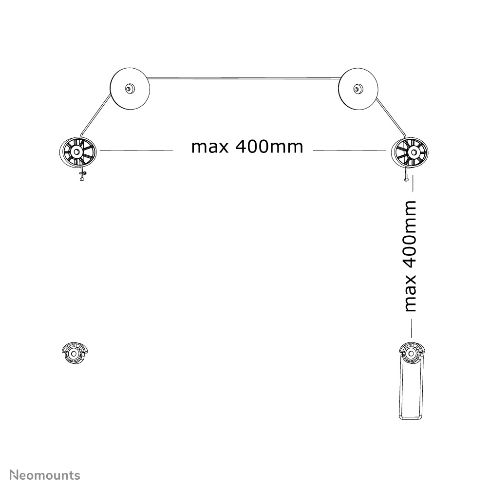 Neomounts Monitor-Wandhalterung - 81,3 cm (32 Zoll) - 139,7 cm (55 Zoll) - 20 kg - 100 x 100 mm - 400 x 400 mm - Schwarz