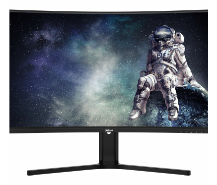 Curved monitor, Weltraum-Bild, Astronaut, LED-Display, Schwarze Blende