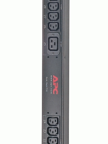 APC Rack PDU,Basic,ZeroU,12.5kW,208V,(30)C13,(6)C19, 10' Cord