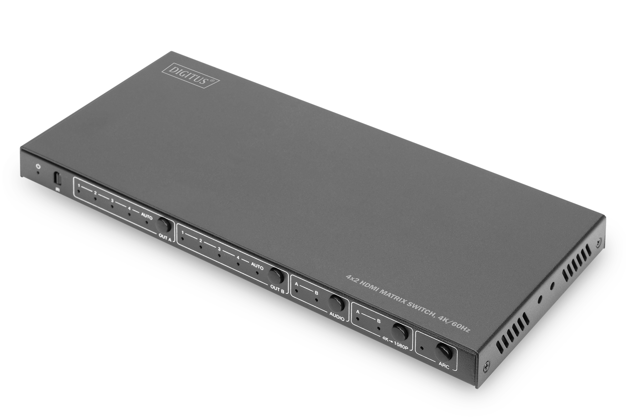 4x2 HDMI-Matrix-Switch, HDMI-Matrix, Audio-Ausgang, Rackmount, Metallgehäuse