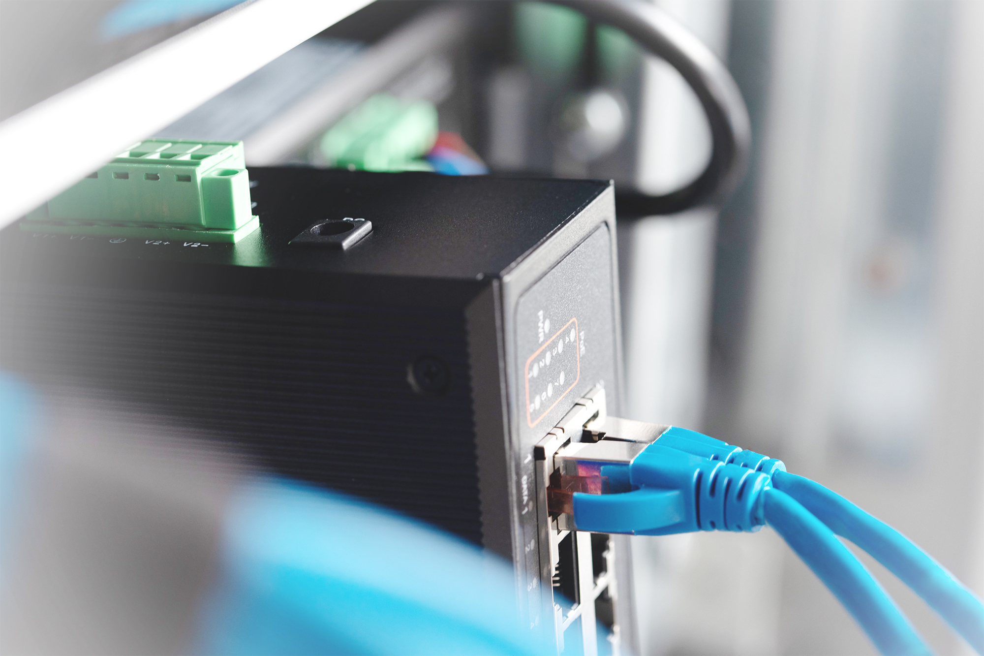 networking, industriell, Switch, Verkabelung, RJ45