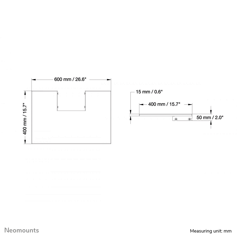 Neomounts Multimedia-Halterung - Regal - Schwarz - 3 kg - -25,4 mm (-1") - -25,4 mm (-1") - 600 mm