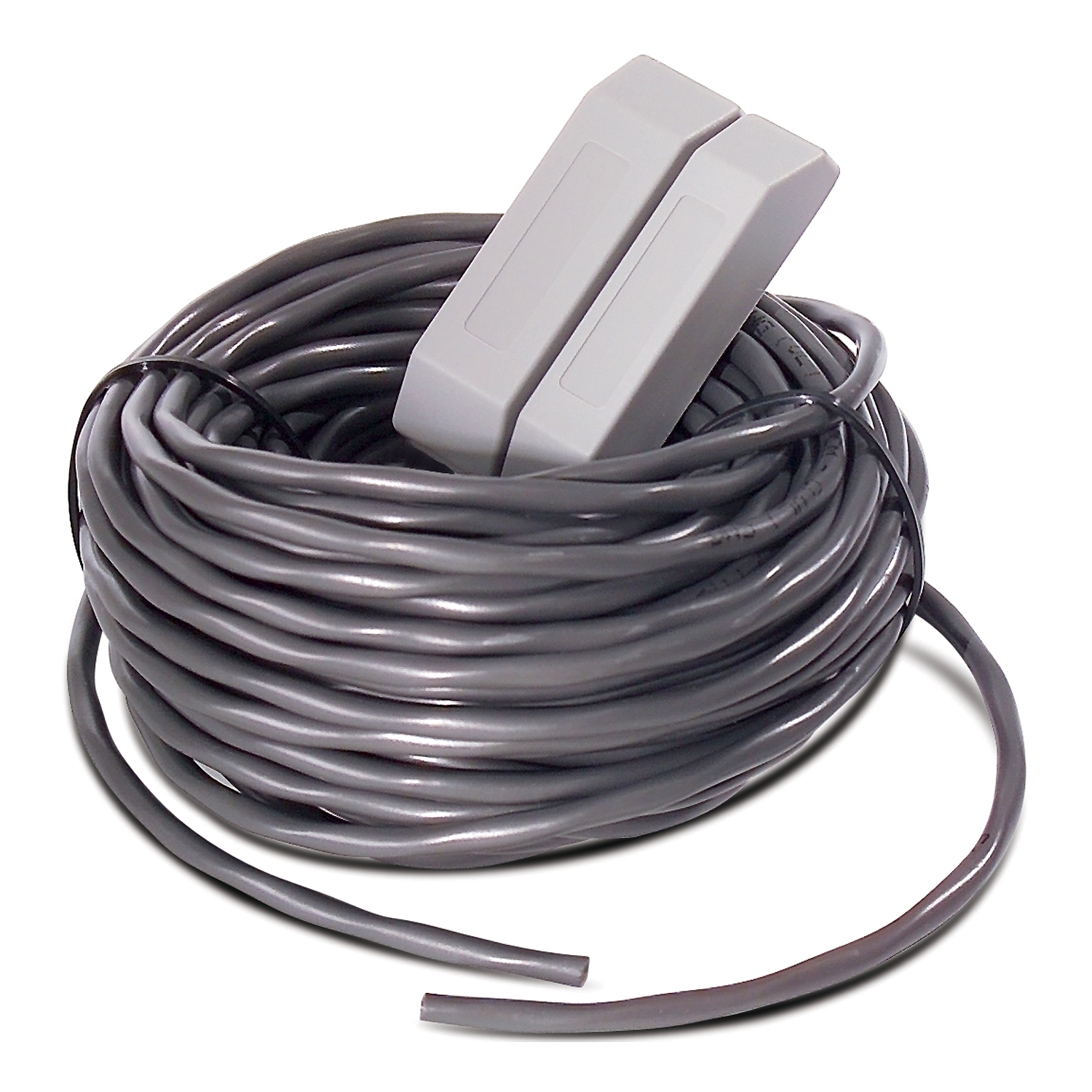 EDI-Kabel, aufgerolltes Kabel, graues Kabel, Zweipoliger Stecker, Verlängerungskabel