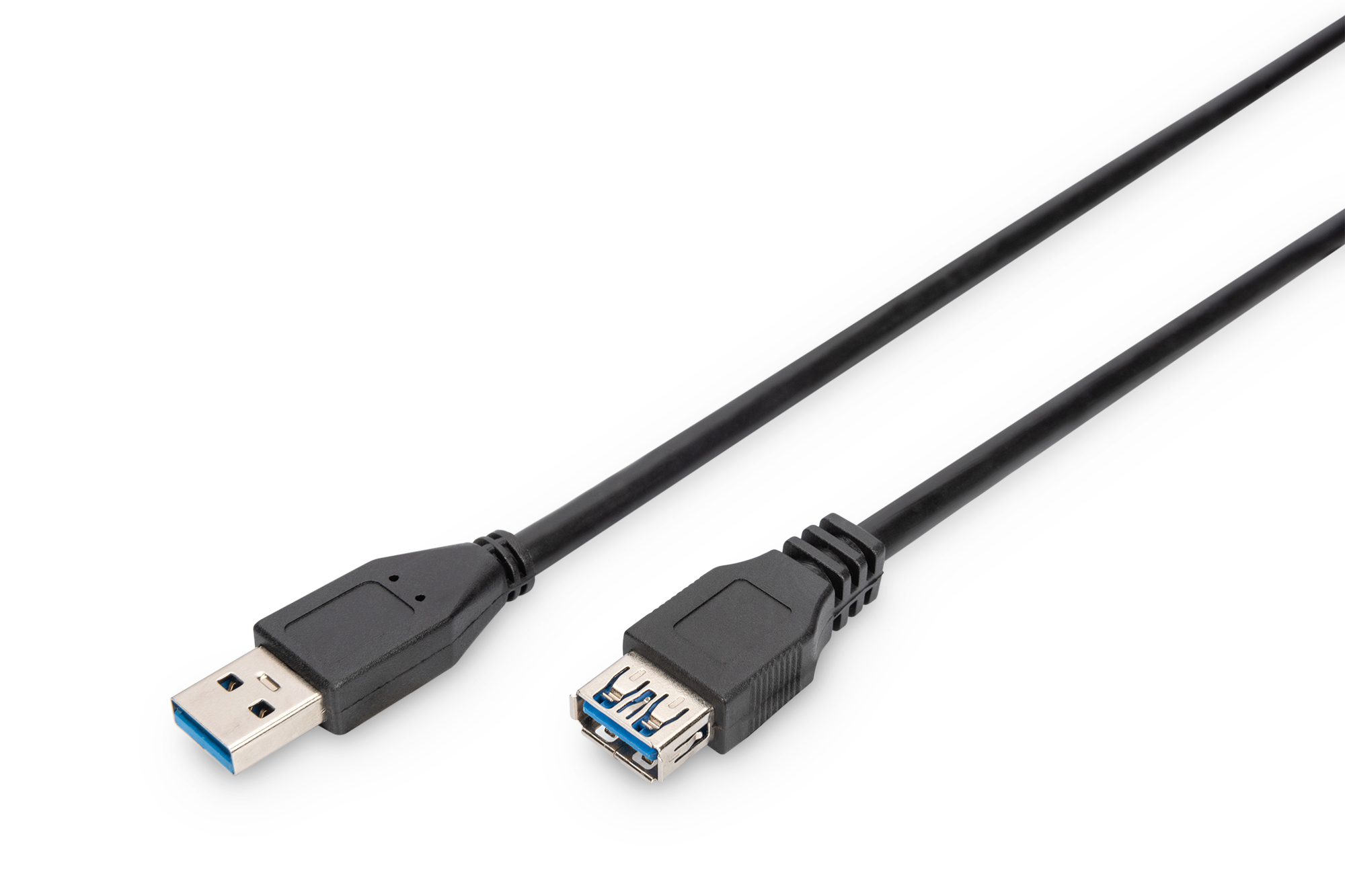 USB 3.0 Kabel, USB-A zu USB-B Kabel, blaues Innenleben, schwarz, Flachkabel