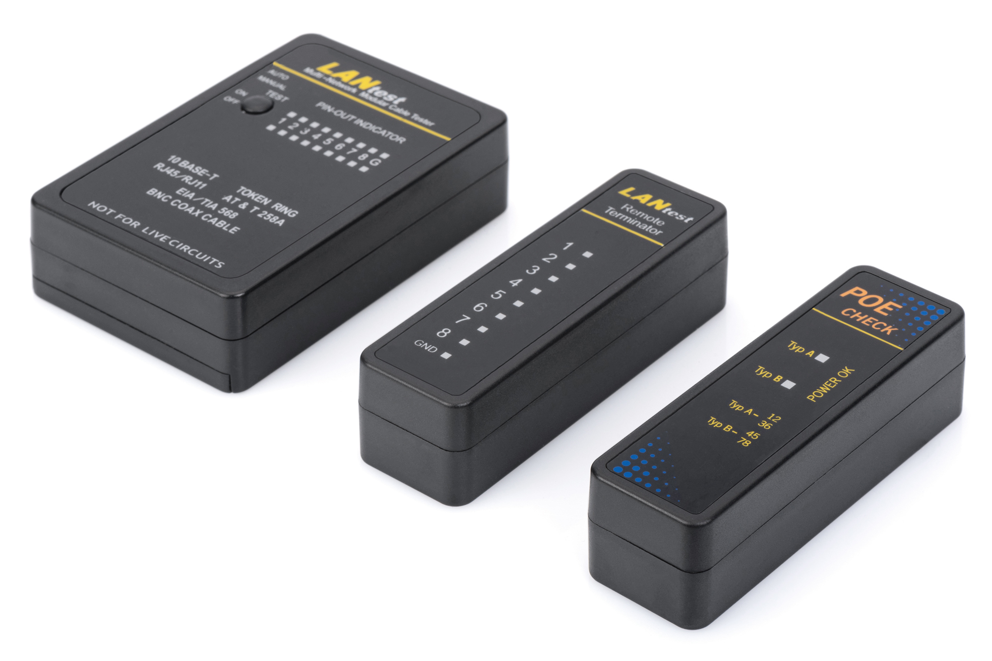 Digitus Netzwerk Tester für Netzwerkkabel RJ-45 BNC schwarz Digitus Netzwerk Tester für Netzwerkkabel RJ-45 BNC schwarz