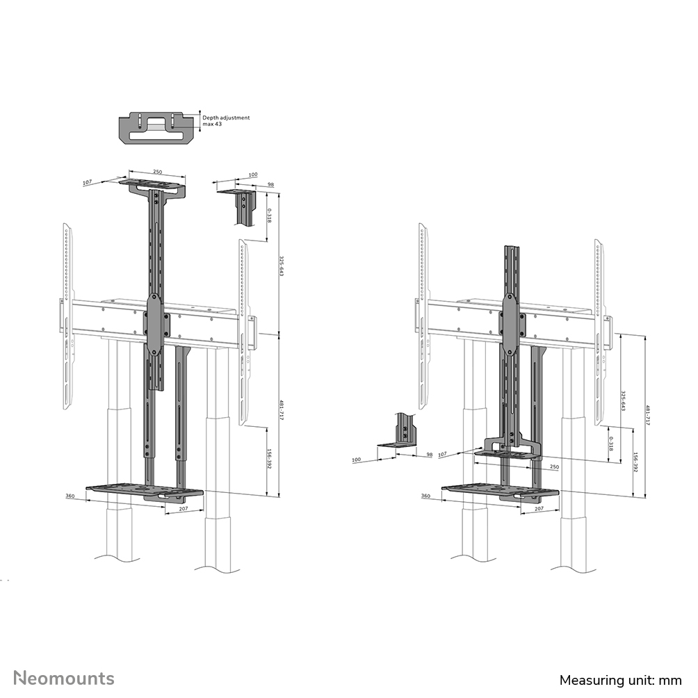 Neomounts Videobar & Multimedia-Kit - 246 mm - 90 mm - 782 mm - China - 3 Stück(e) - 266 mm