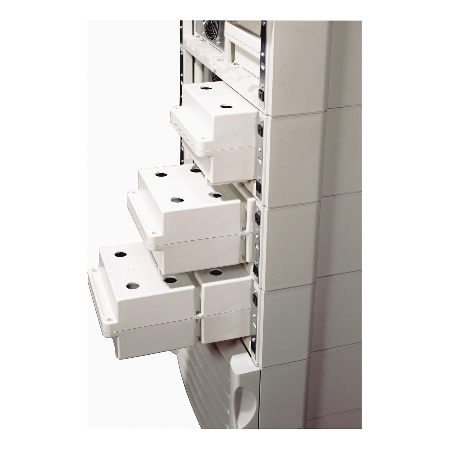 Kastenboxen, Aufbewahrungsboxen, Schubladenkasten, weißes Gehäuse, Elektronikgehäuse