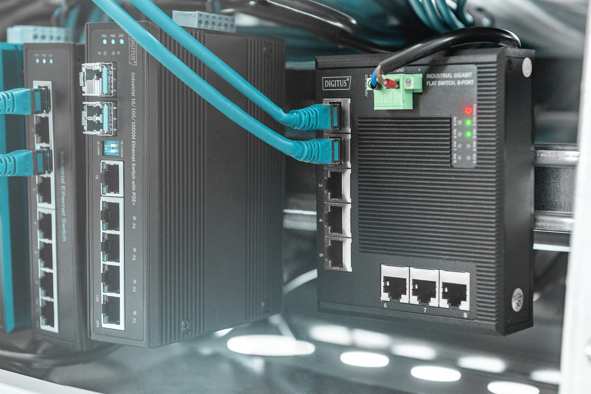 Industrial Ethernet, Switch, RJ45, Netzwerkgerät, Kabelung