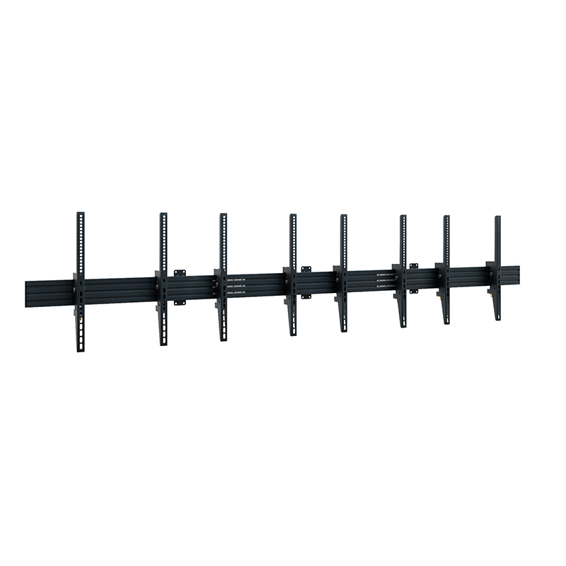 TV-Wandhalterung, Mehrfachhalterung, schwarzes Metall, Lochschienen, Wandmontage