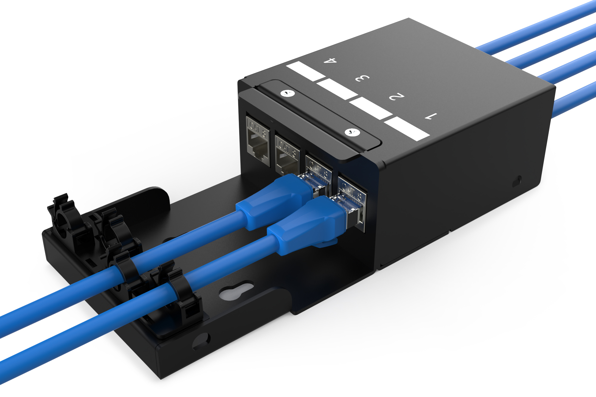 DIGITUS DN-93708-4, Konsolidierungspunkt-Box, 4 Ports Keystone-Module mit intelligentem Kabelmanager Elektronik, Hardware, Verkabelung