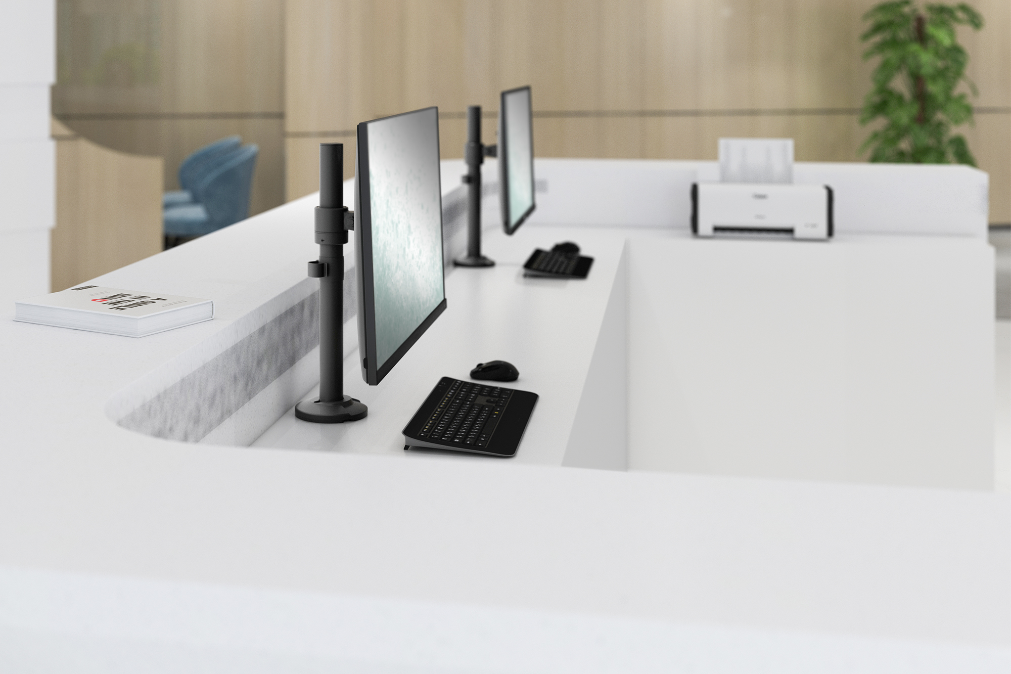 monitor, dual-monitor, desk setup, computer, keyboard