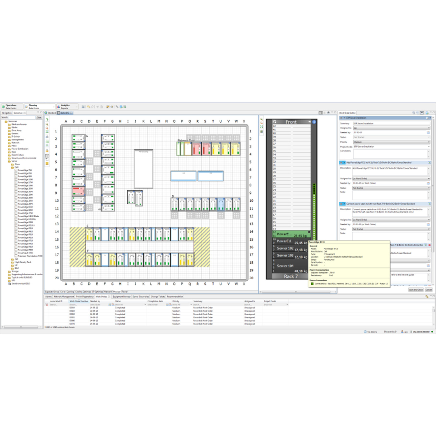 Serverrack, Datenzentrum, Rack-Layout, Netzwerkpanel, Bunte Module