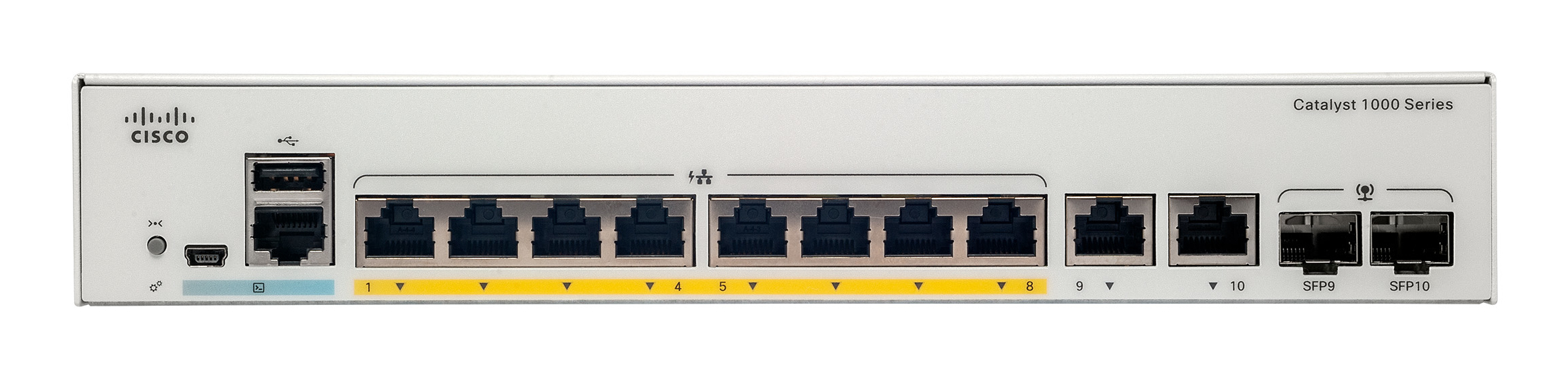 CISCO Switch C1000-8FP-2G-L 8x Gigabit PoE+ (120W), 2x 1G SFP/RJ-45, lüfterlos CISCO Switch C1000-8FP-2G-L 8x Gigabit PoE+ (120W), 2x 1G SFP/RJ-45, lüfterlos