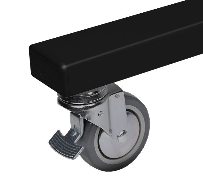 B-TECH SystemX Videokonferenz Rollständer für Dual-Displays nebeneinander mit Kameraablage (VESA 400x400) - 1.5m Ø60mm Poles